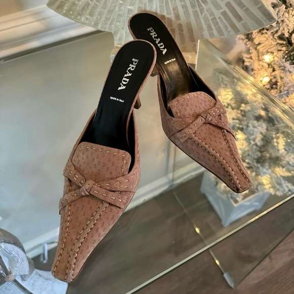 Prada - Rare Vintage Tan Ostrich Leather Mules - Picture 9 of 10